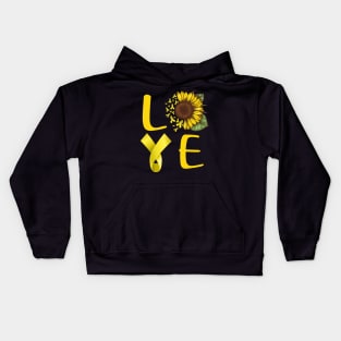 love spina bifida sunflower Kids Hoodie